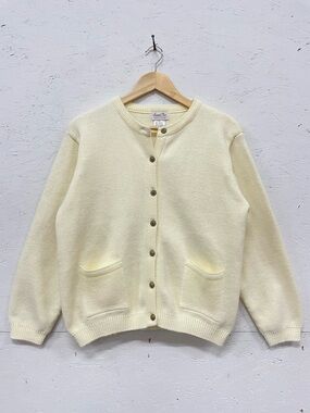 Vintage Summit Place Knitted Button Down Cardigan w/ Brass Buttons, Size L